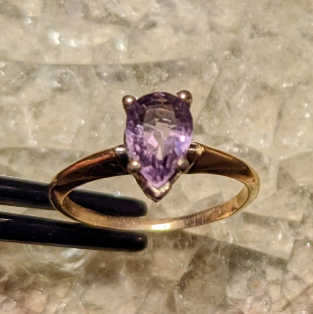 10K Genuine Amethyst Solid Gold Ring